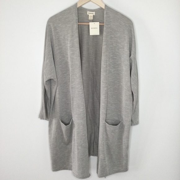 DONNI Ribbed Sweater Coat Grey One Size Fits All - Picture 10 of 10